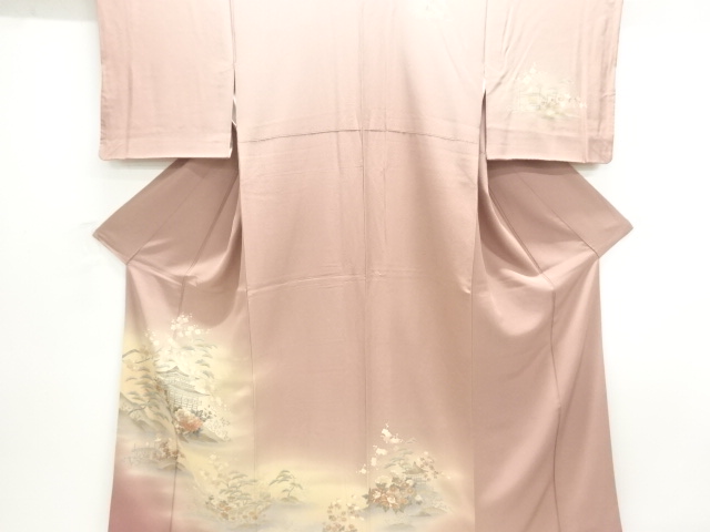 JAPANESE KIMONO / HOMONGI / YUZEN / SCENERY OF TEMPLE